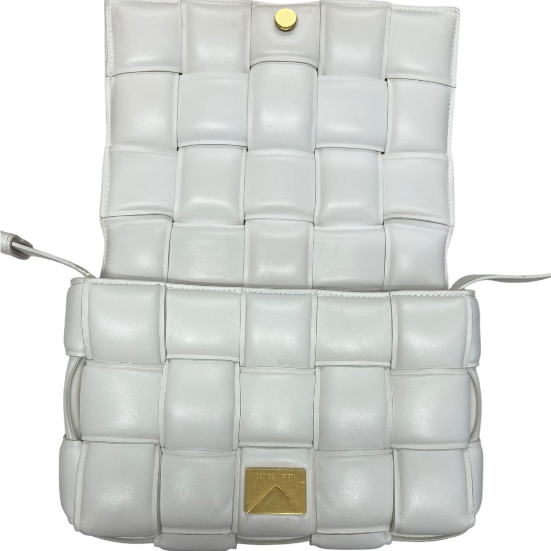 BOTTEGA VENETA Maxi Intrecciato Padded Cassette Shoulder Bag White Gold Hardware | Authentic Pre-Owned Luxury