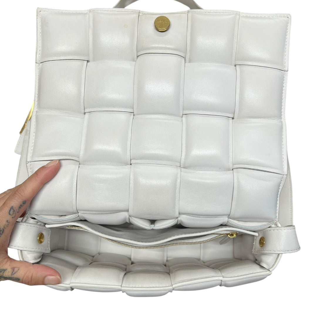 BOTTEGA VENETA Maxi Intrecciato Padded Cassette Shoulder Bag White Gold Hardware | Authentic Pre-Owned Luxury