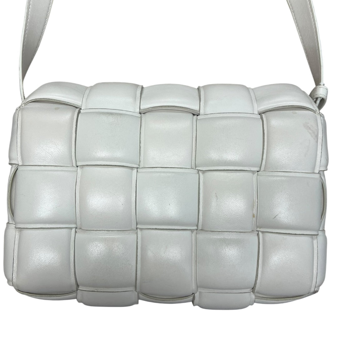 BOTTEGA VENETA Maxi Intrecciato Padded Cassette Shoulder Bag White Gold Hardware | Authentic Pre-Owned Luxury