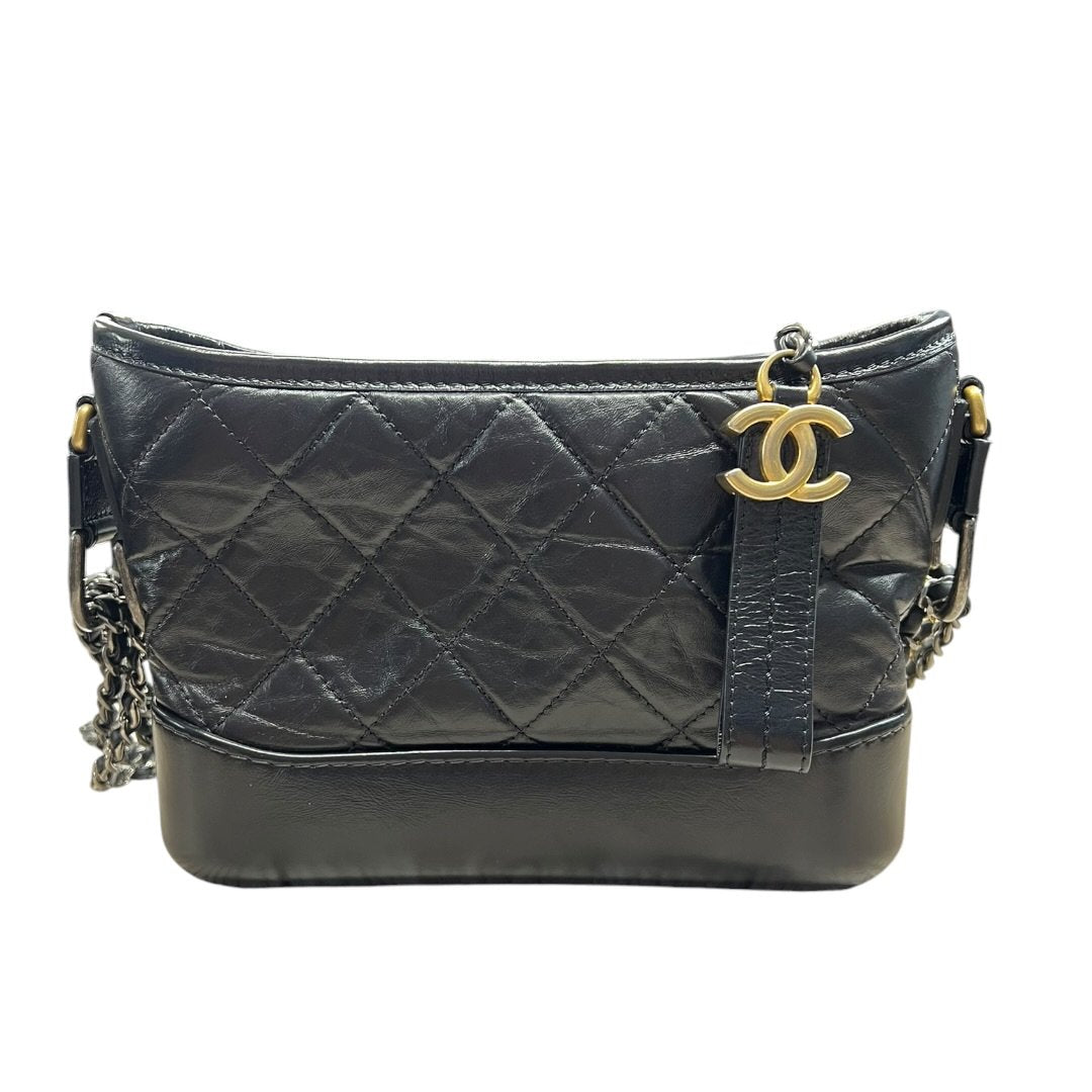 CHANEL Aged Calfskin Gabrielle Hobo Bag Shoulder Bag Black Mixed-tone Metal Hardware | Authentic Pre-Owned Luxury