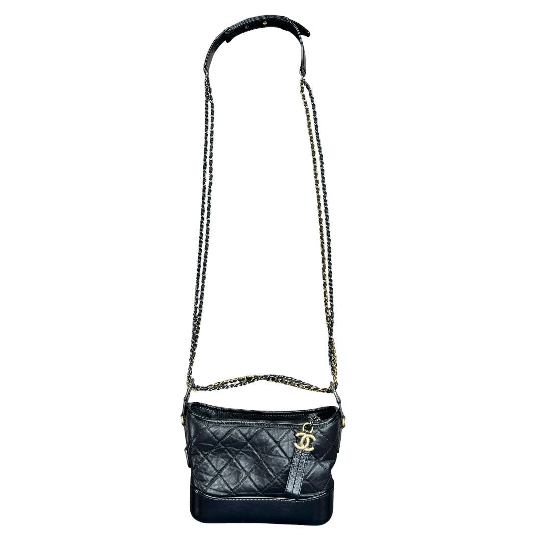 CHANEL Aged Calfskin Gabrielle Hobo Bag Shoulder Bag Black Mixed-tone Metal Hardware | Authentic Pre-Owned Luxury
