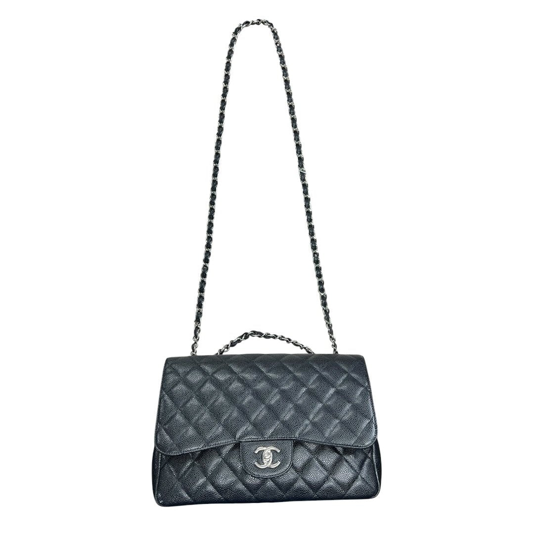 CHANEL Caviar Classic Flap Shoulder Bag Black Silver Hardware | Authentic Pre-Owned Luxury