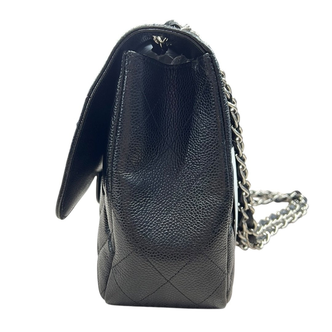 CHANEL Caviar Classic Flap Shoulder Bag Black Silver Hardware | Authentic Pre-Owned Luxury