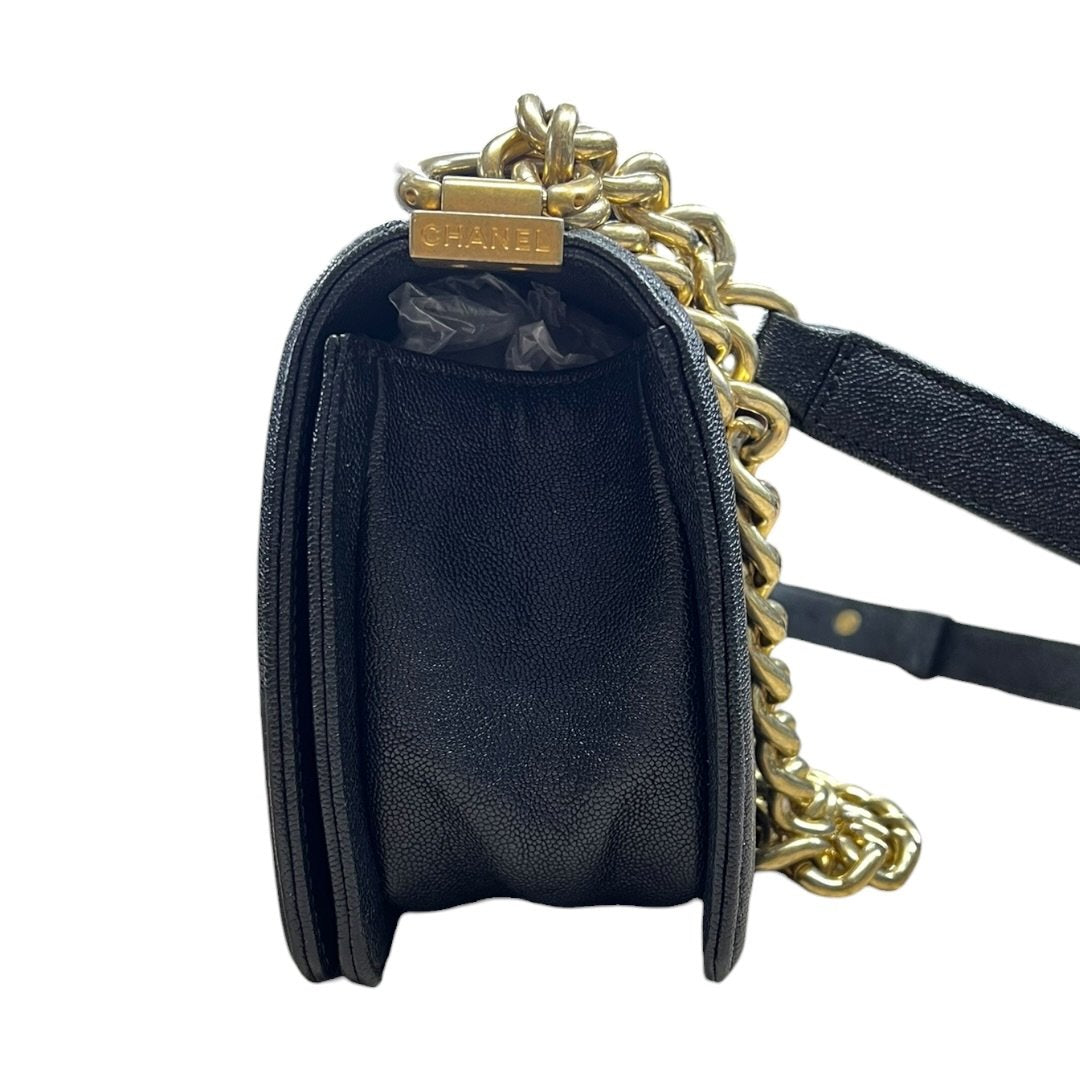 CHANEL Caviar Leather Boy Bag Shoulder Bag Black Gold Hardware | Authentic Pre-Owned Luxury