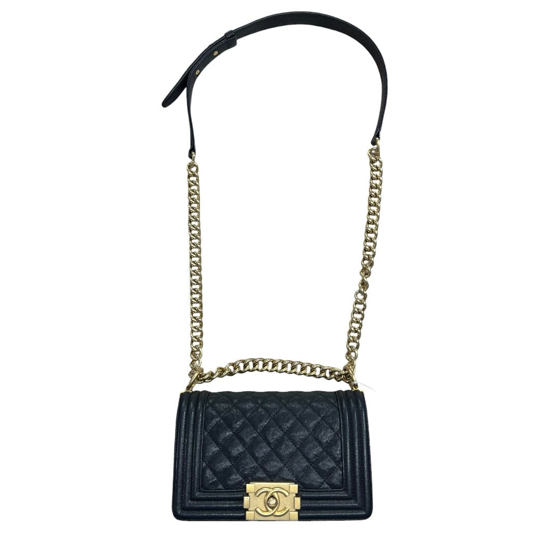 CHANEL Caviar Leather Boy Bag Shoulder Bag Black Gold Hardware | Authentic Pre-Owned Luxury