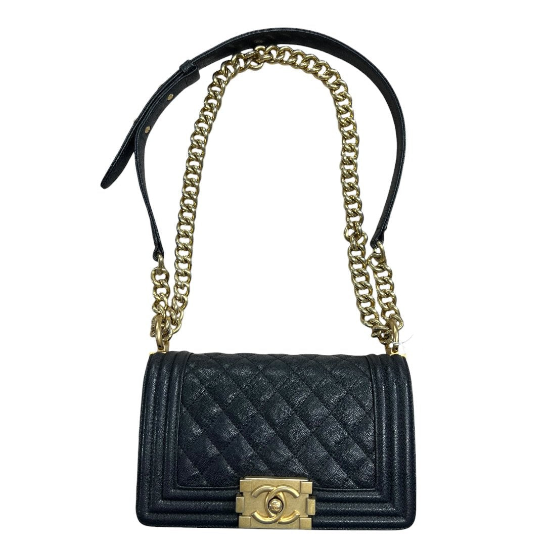 CHANEL Caviar Leather Boy Bag Shoulder Bag Black Gold Hardware | Authentic Pre-Owned Luxury