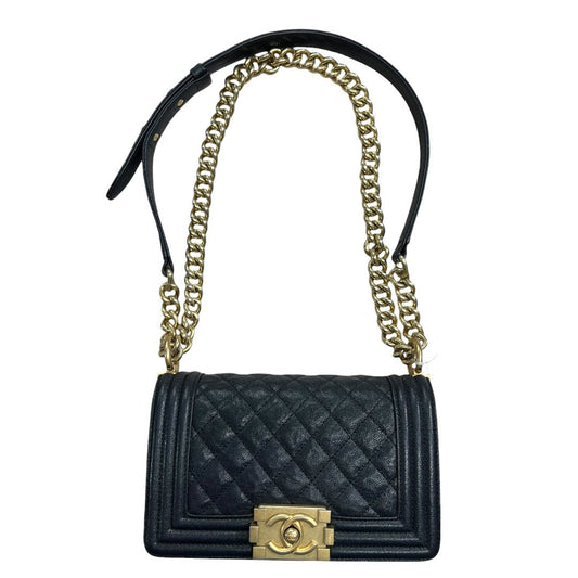 CHANEL Caviar Leather Boy Bag Shoulder Bag Black Gold Hardware | Authentic Pre-Owned Luxury