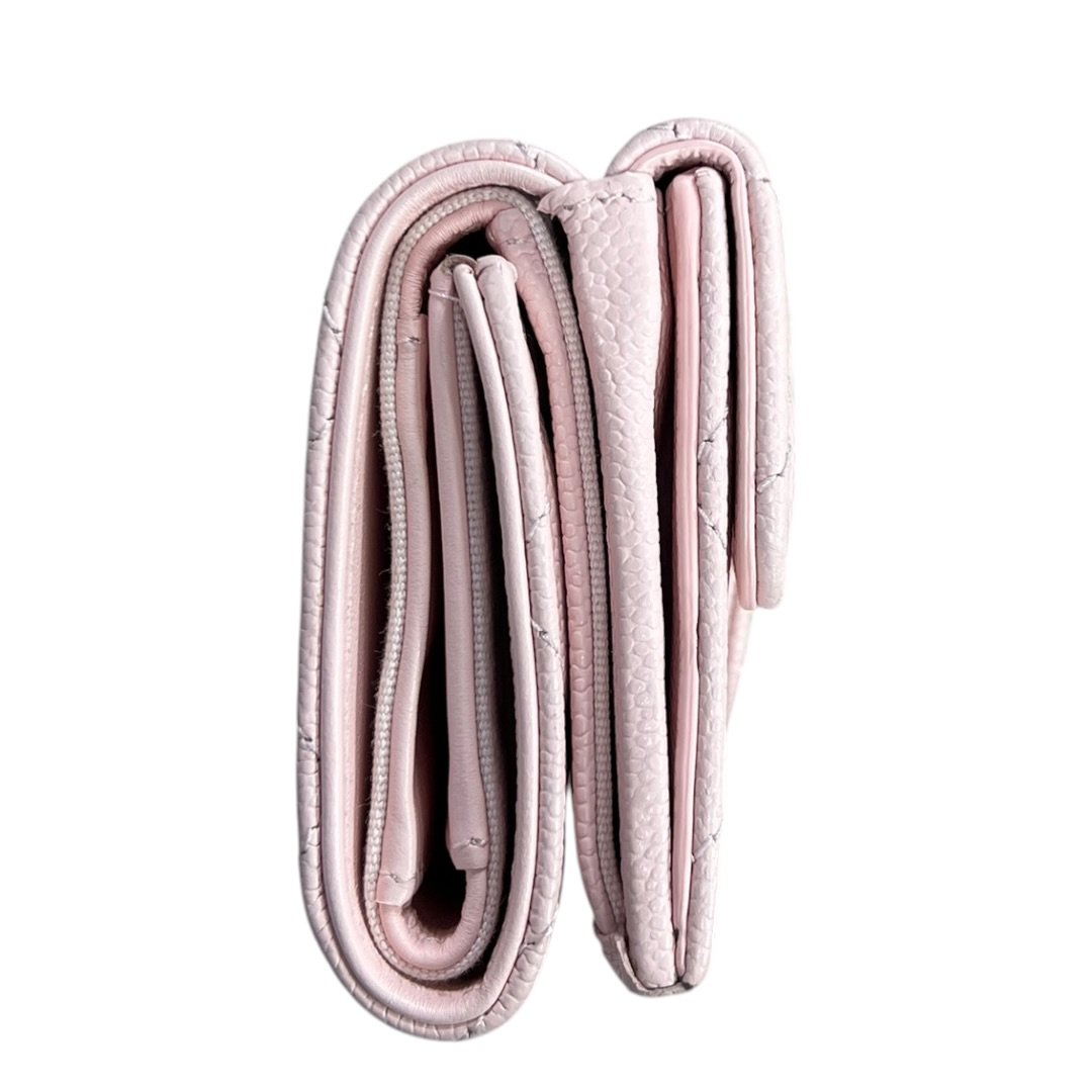 CHANEL Caviar Classic Small Trifold Wallet Wallet Pink Gold Hardware | Authentic Pre-Owned Luxury