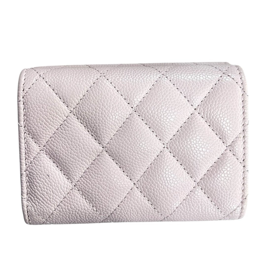 CHANEL Caviar Classic Small Trifold Wallet Wallet Pink Gold Hardware | Authentic Pre-Owned Luxury