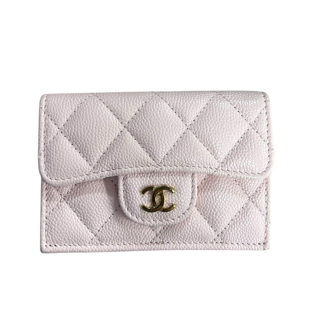 CHANEL Caviar Classic Small Trifold Wallet Wallet Pink Gold Hardware | Authentic Pre-Owned Luxury