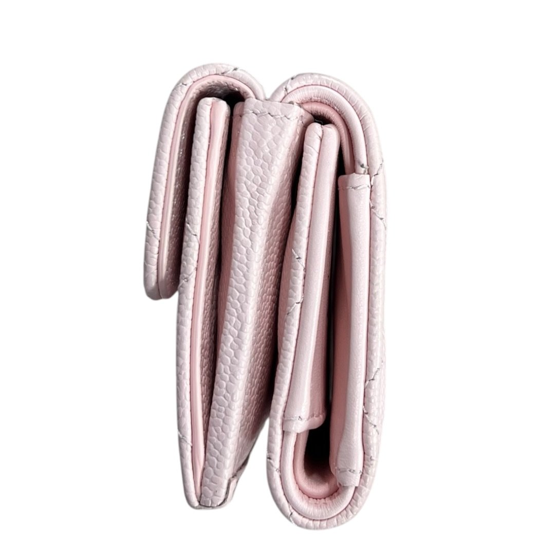 CHANEL Caviar Classic Small Trifold Wallet Wallet Pink Gold Hardware | Authentic Pre-Owned Luxury