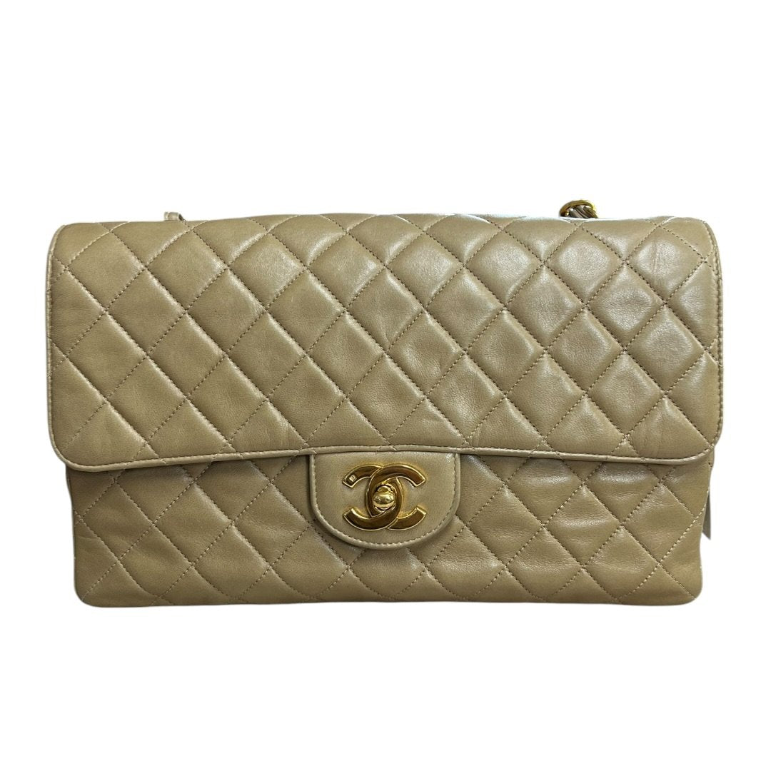 CHANEL Lambskin Classic Flap Bag Shoulder Bag Beige Gold Hardware | Authentic Pre-Owned Luxury