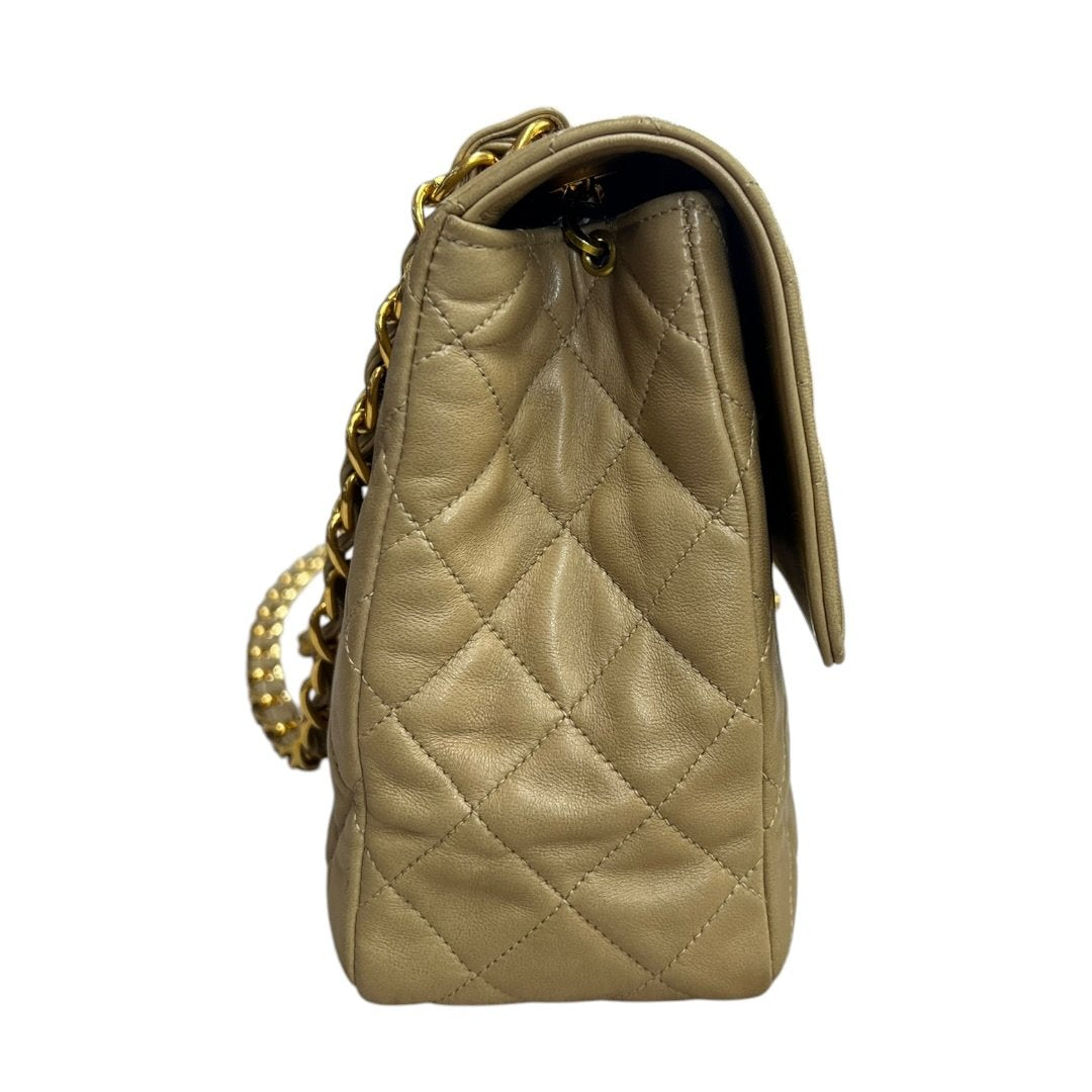 CHANEL Lambskin Classic Flap Bag Shoulder Bag Beige Gold Hardware | Authentic Pre-Owned Luxury