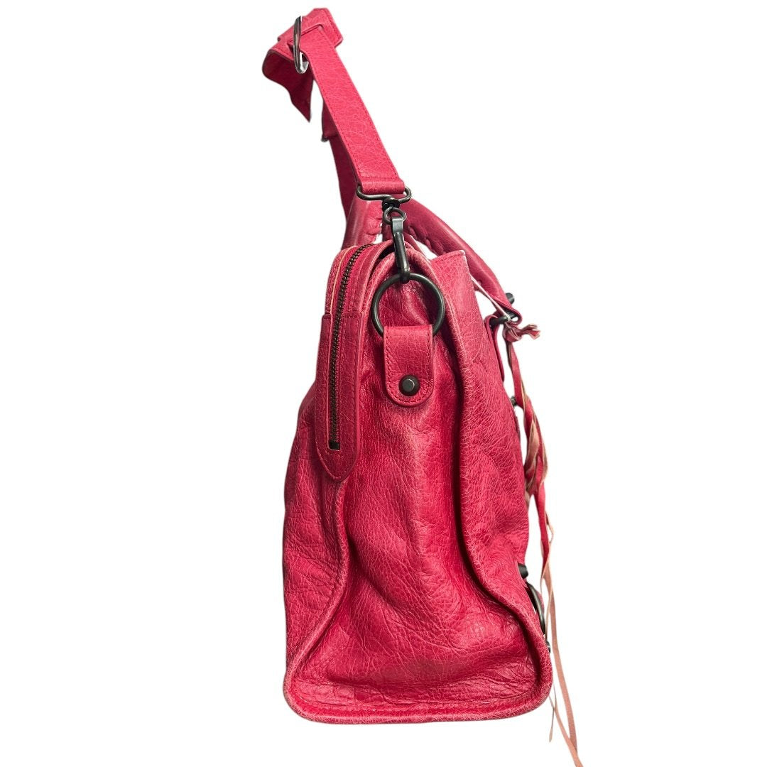 BALENCIAGA Lambskin City Handbag Fuchsia Black Hardware | Authentic Pre-Owned Luxury