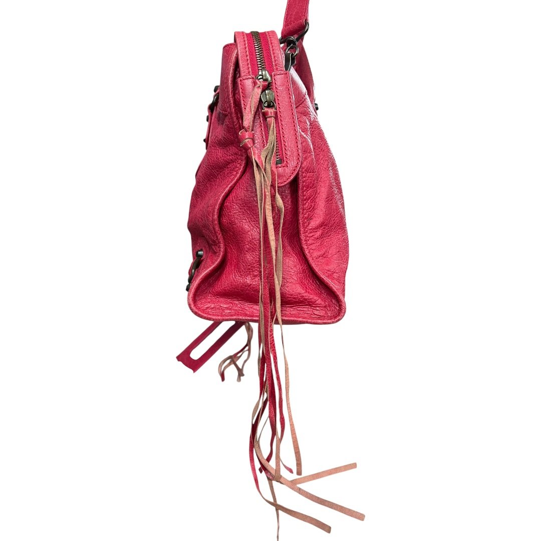 BALENCIAGA Lambskin City Handbag Fuchsia Black Hardware | Authentic Pre-Owned Luxury