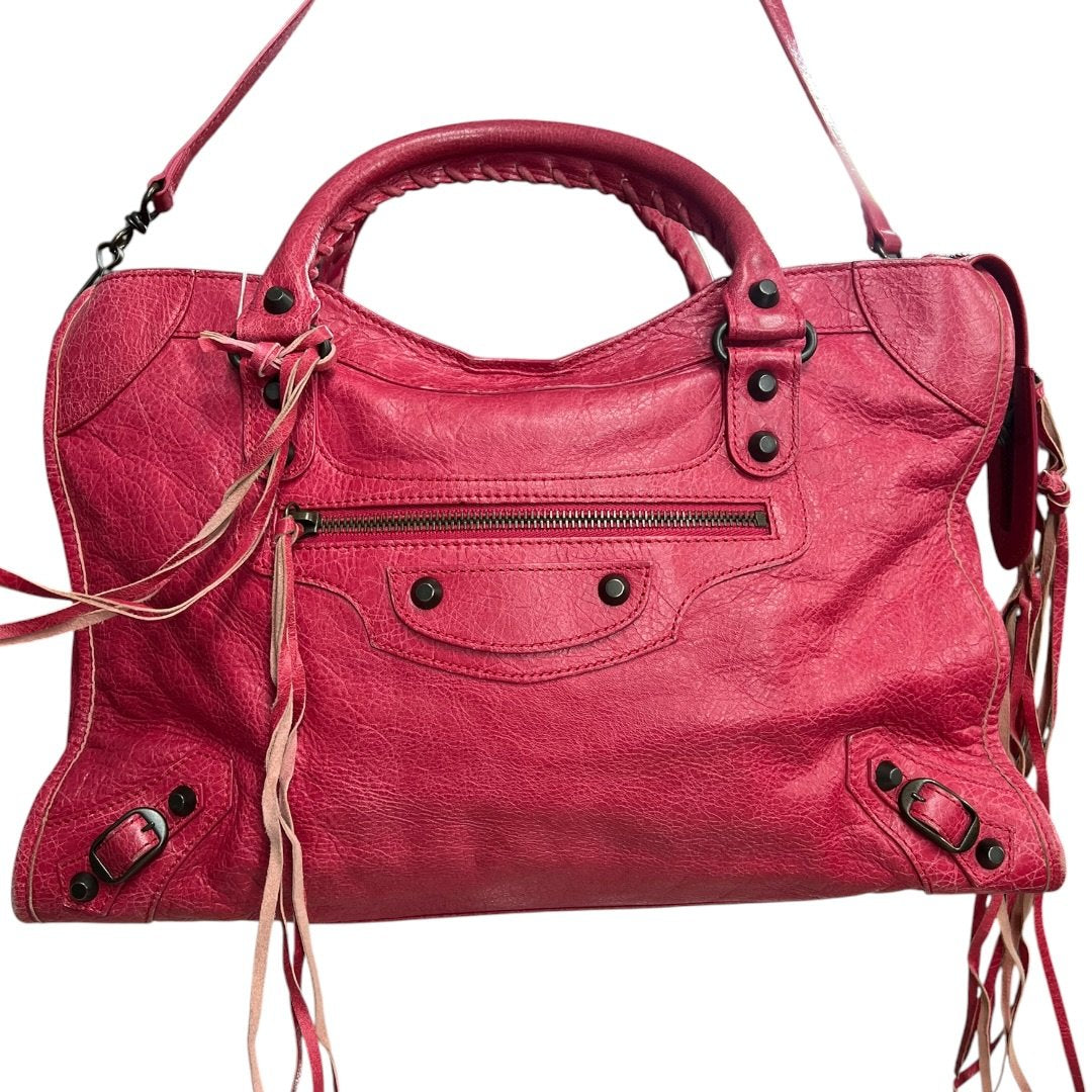 BALENCIAGA Lambskin City Handbag Fuchsia Black Hardware | Authentic Pre-Owned Luxury