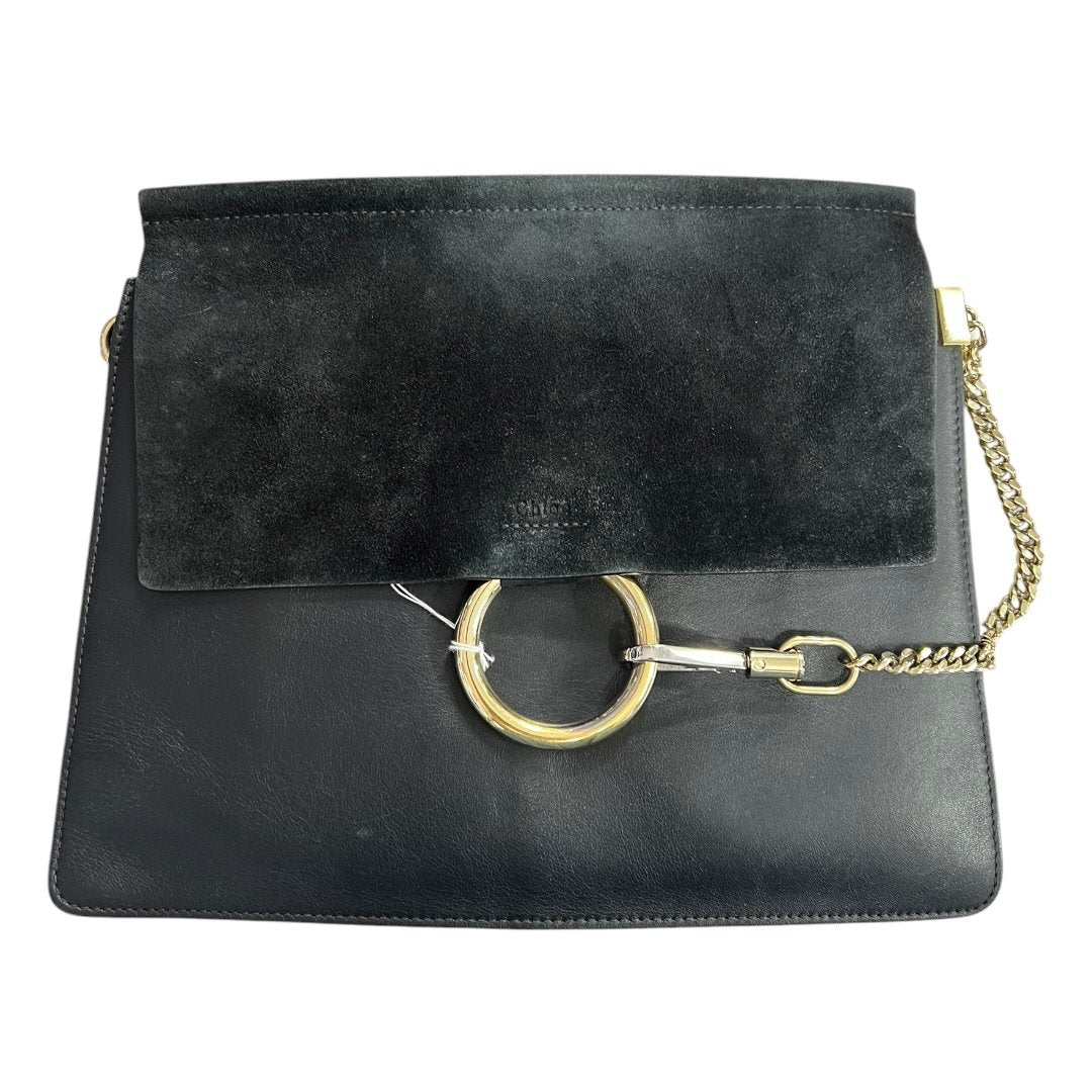 CHLOÉ Leather & Suede Faye Shoulder Bag Black Gold Hardware | Authentic Pre-Owned Luxury