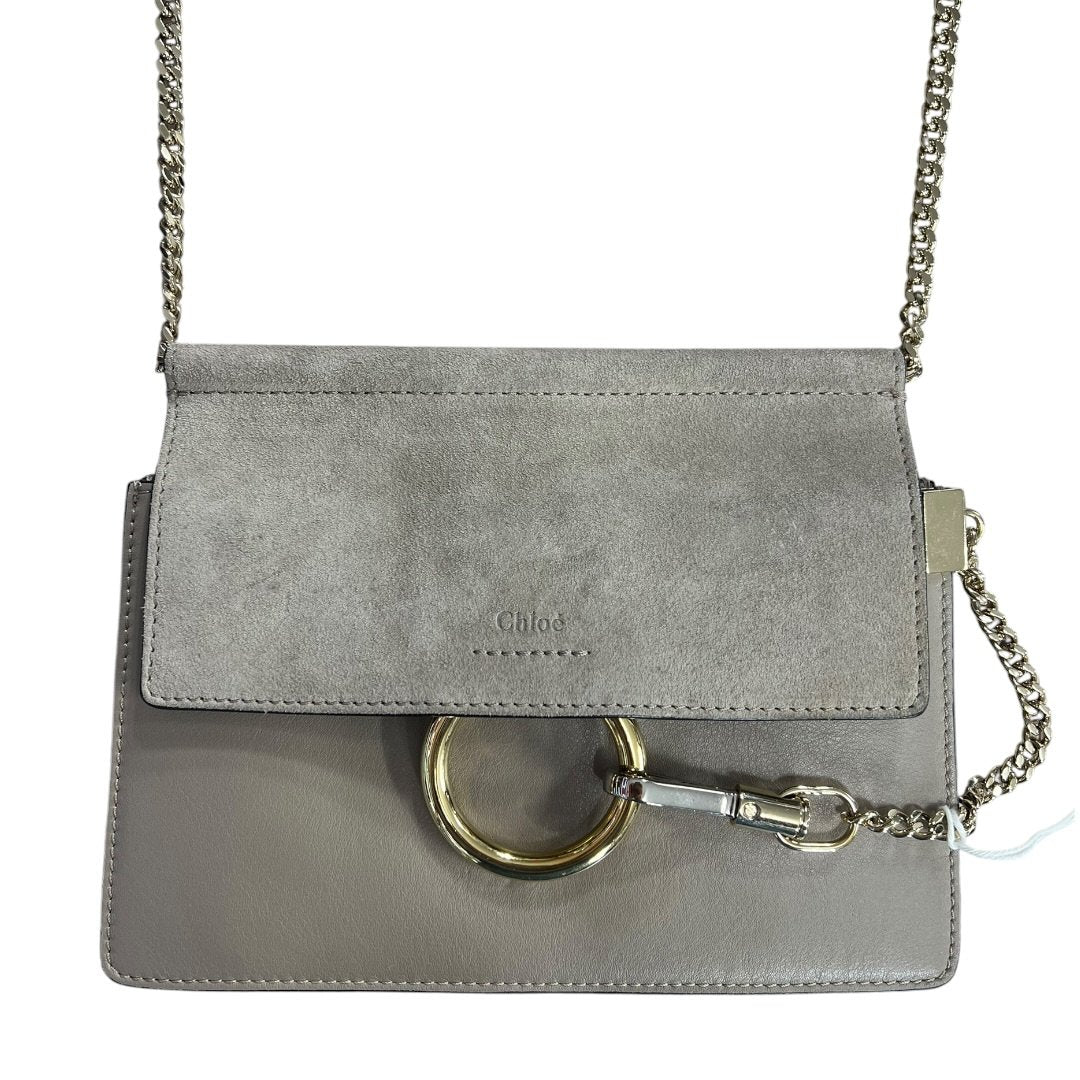 CHLOÉ Leather and Suede Faye Shoulder Bag Shoulder Bag Grey Gold Hardware | Authentic Pre-Owned Luxury