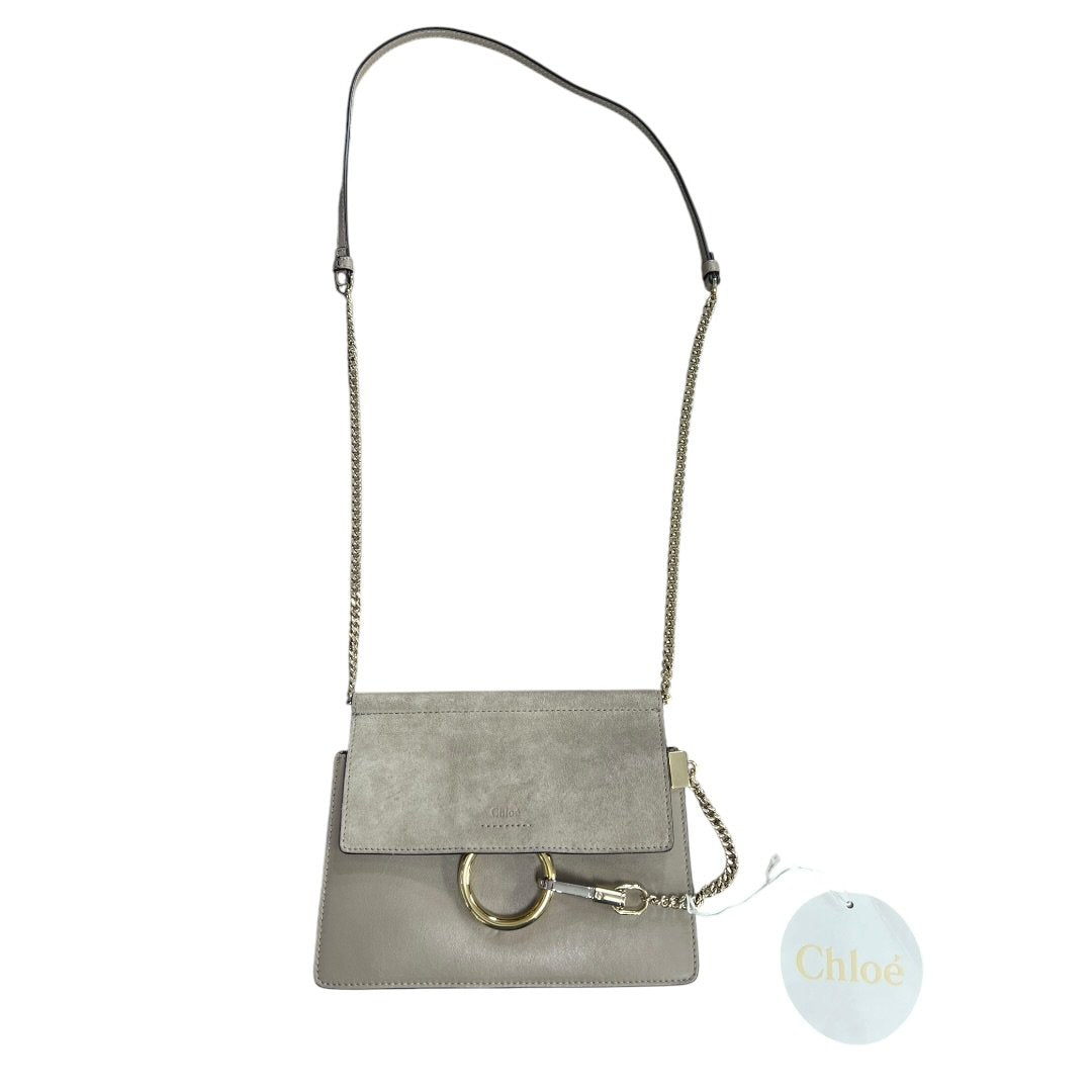 CHLOÉ Leather and Suede Faye Shoulder Bag Shoulder Bag Grey Gold Hardware | Authentic Pre-Owned Luxury