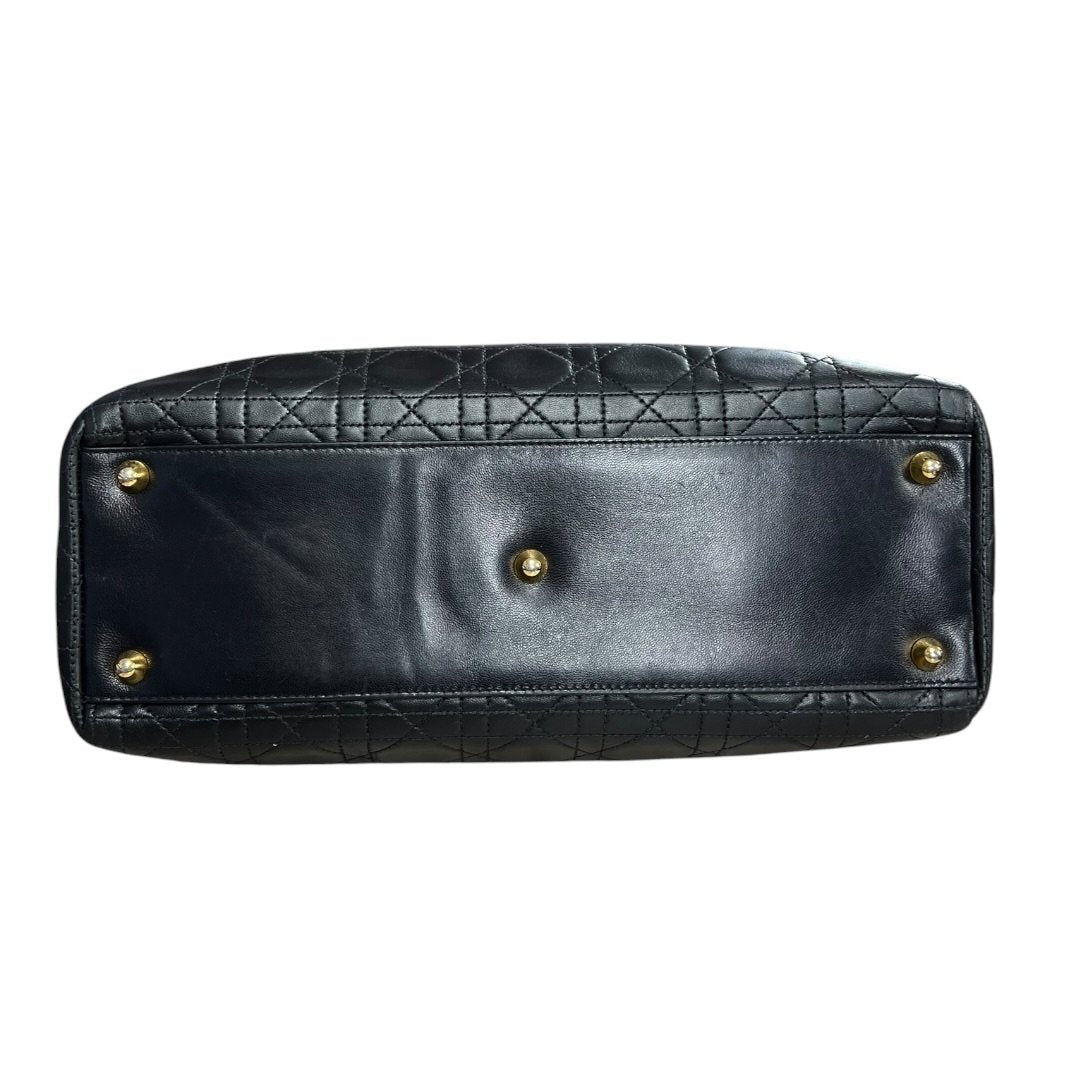 DIOR Leather Lady Dior Handbag Black Gold Hardware | Authentic Pre-Owned Luxury