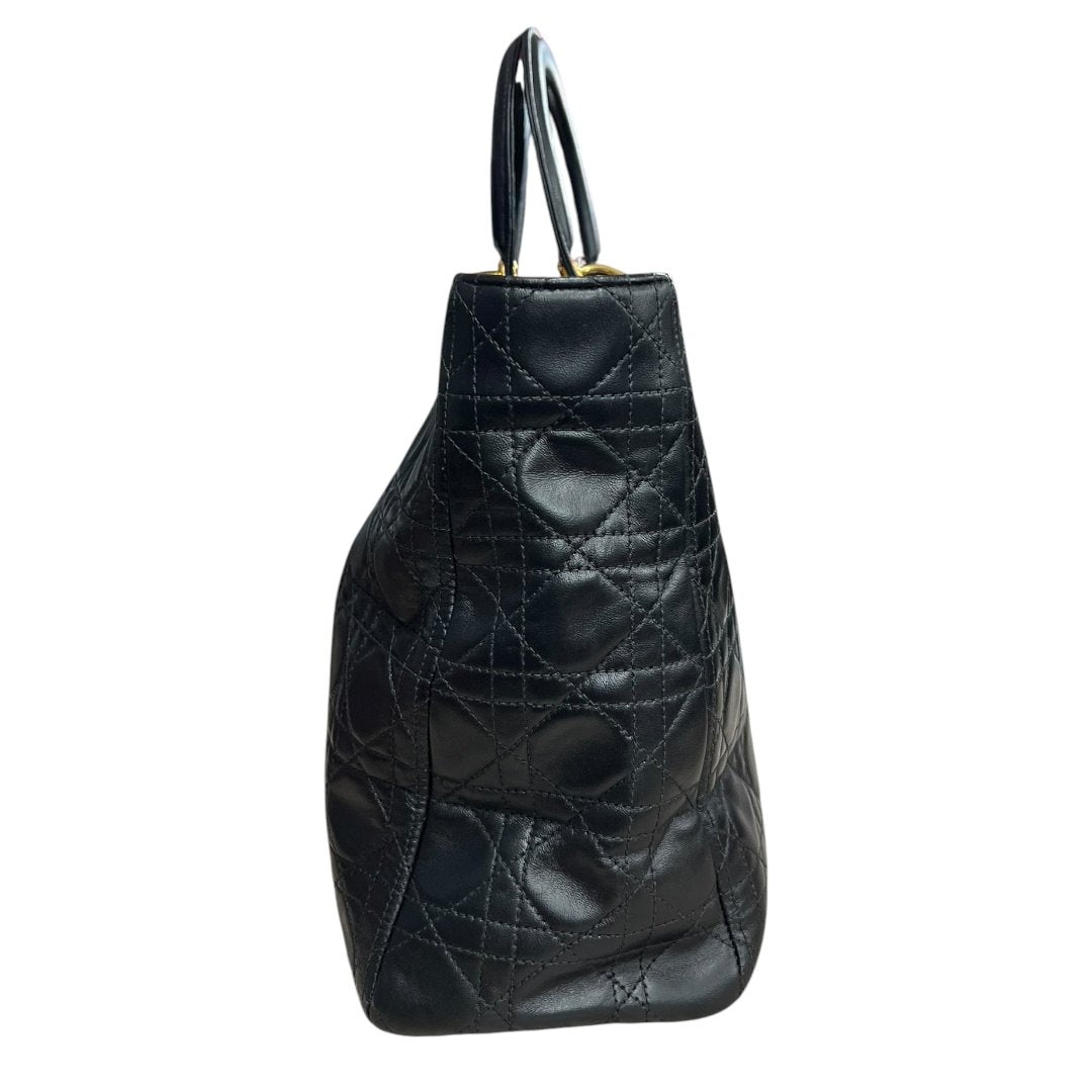 DIOR Leather Lady Dior Handbag Black Gold Hardware | Authentic Pre-Owned Luxury