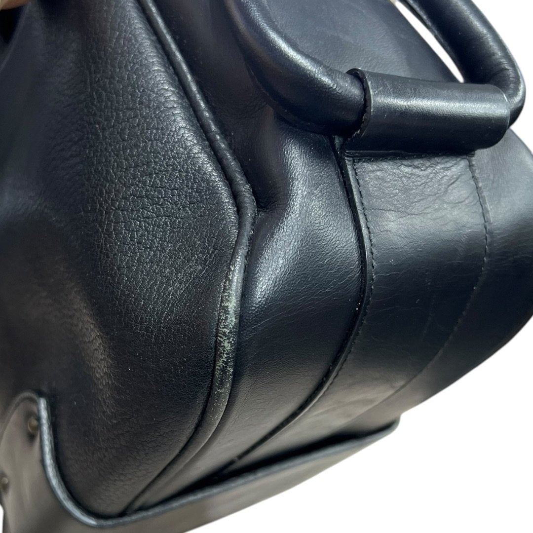 CHLOÉ Grained Leather Shoulder Bag Black Gold Hardware | Authentic Pre-Owned Luxury