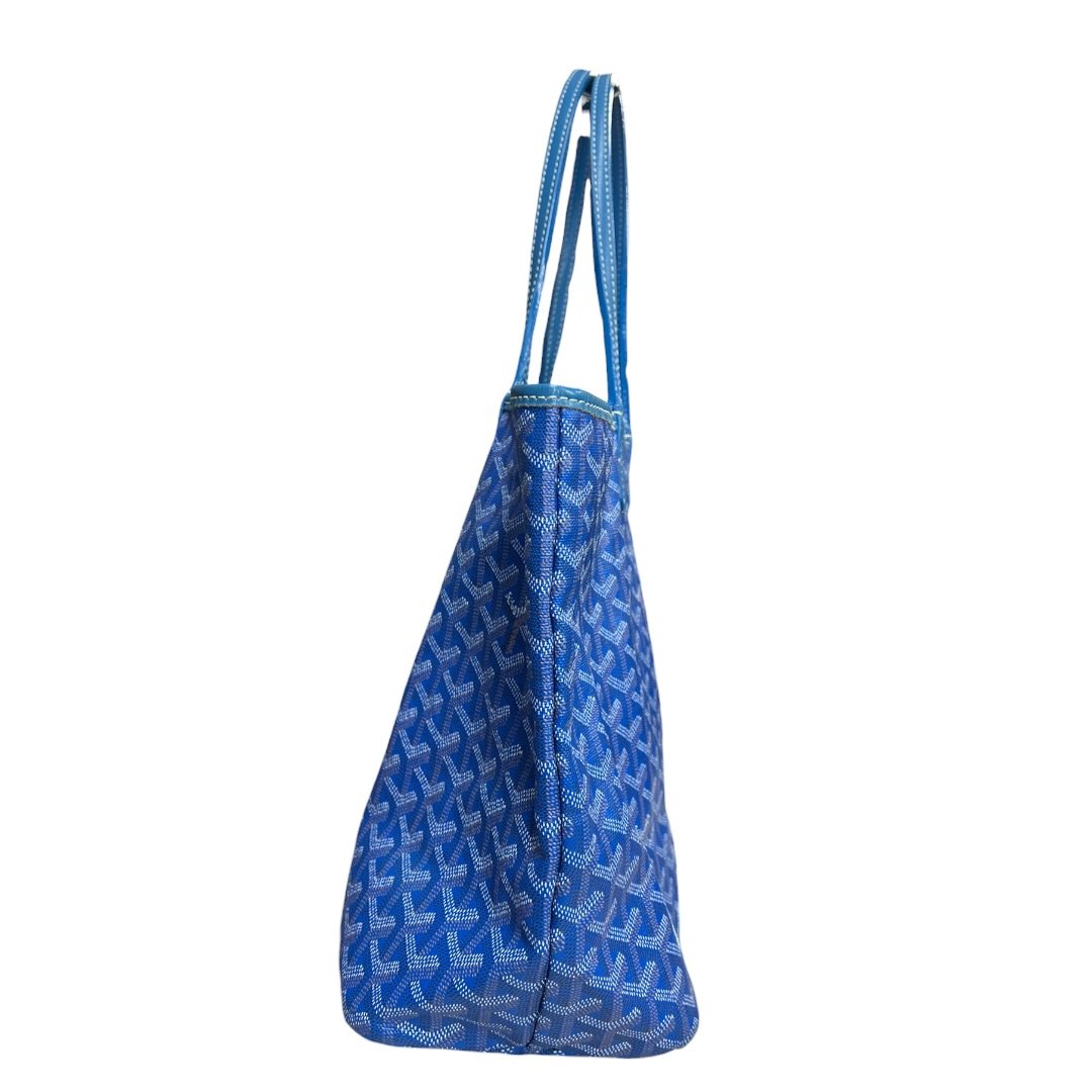 GOYARD Goyardine Canvas Saint Louis GM Tote Blue Silver Hardware | Authentic Pre-Owned Luxury