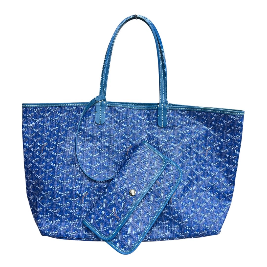 GOYARD Goyardine Canvas Saint Louis GM Tote Blue Silver Hardware | Authentic Pre-Owned Luxury