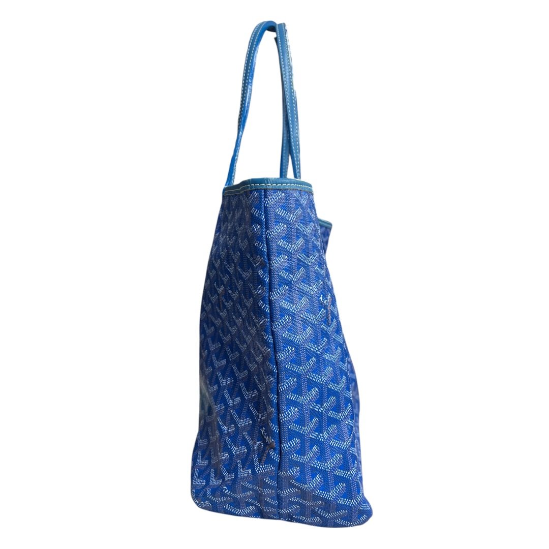 GOYARD Goyardine Canvas Saint Louis GM Tote Blue Silver Hardware | Authentic Pre-Owned Luxury
