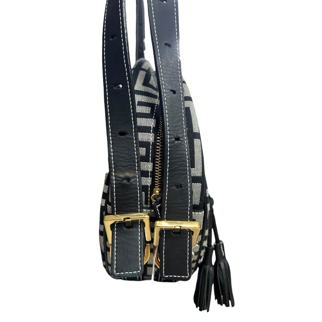 GIVENCHY 4G Monogram, Leather 4G Monogram Round Crossbody Bag Crossbody Bag Black, Grey Gold Hardware | Authentic Pre-Owned Luxury