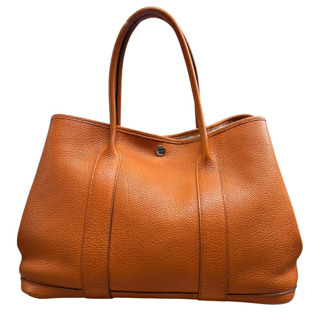 HERMES Clemence Garden Party 36 Tote Orange Silver Hardware | Authentic Pre-Owned Luxury