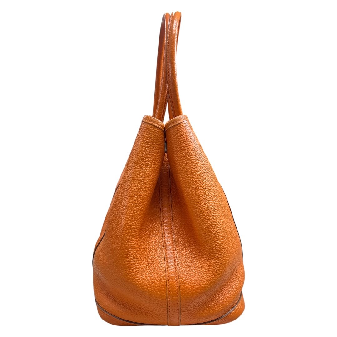 HERMES Clemence Garden Party 36 Tote Orange Silver Hardware | Authentic Pre-Owned Luxury
