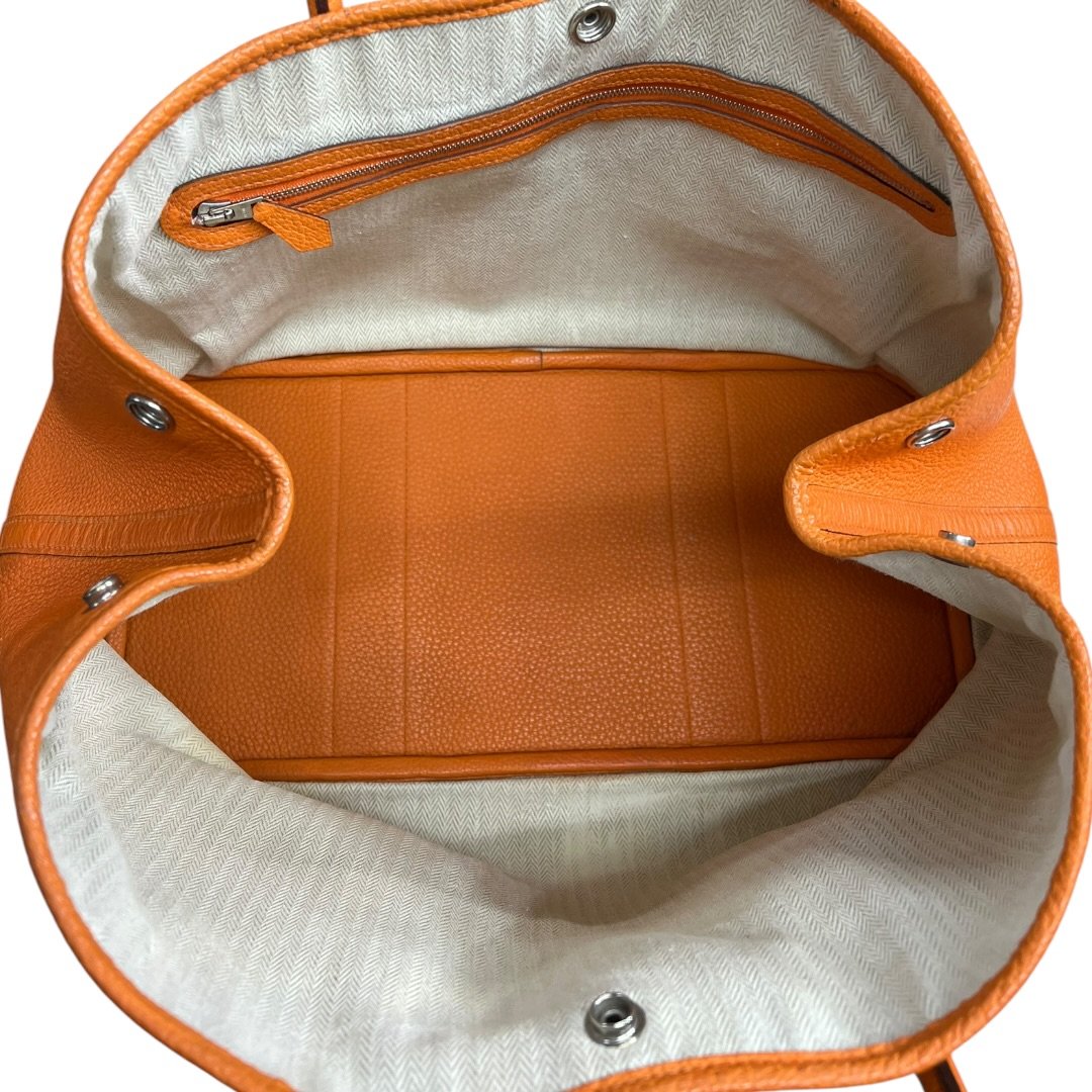 HERMES Clemence Garden Party 36 Tote Orange Silver Hardware | Authentic Pre-Owned Luxury