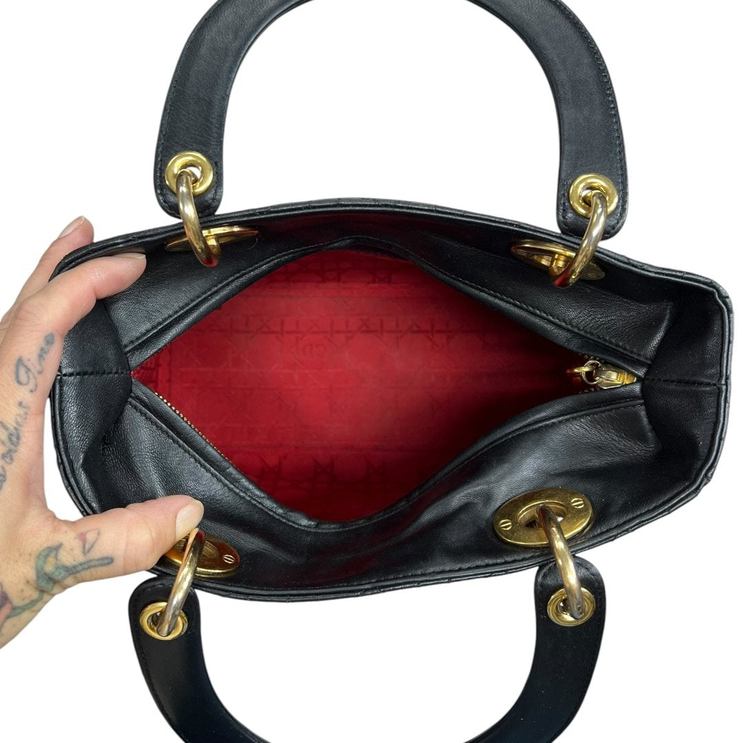 DIOR Lambskin Lady Dior Handbag Black Gold Hardware | Authentic Pre-Owned Luxury