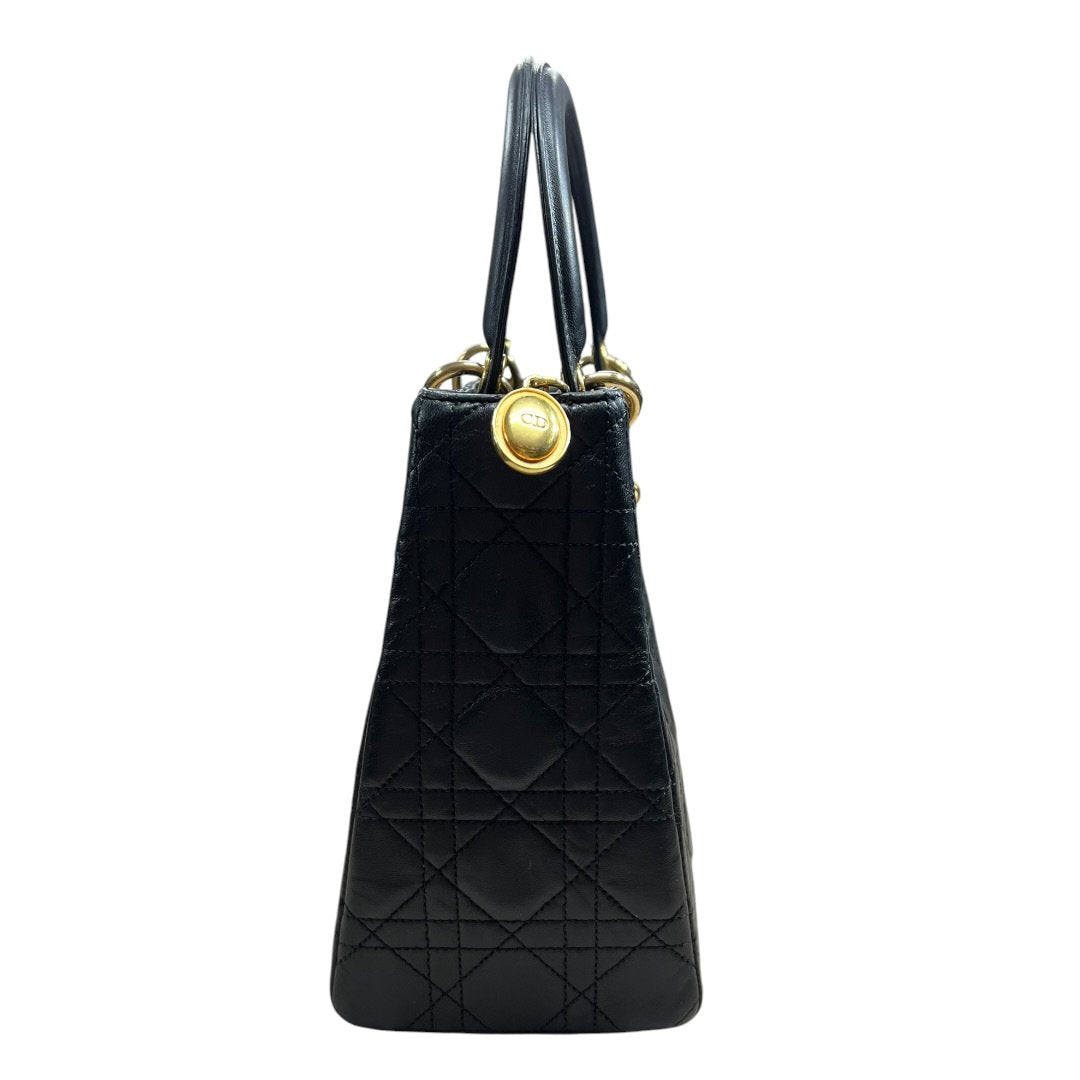 DIOR Lambskin Lady Dior Handbag Black Gold Hardware | Authentic Pre-Owned Luxury
