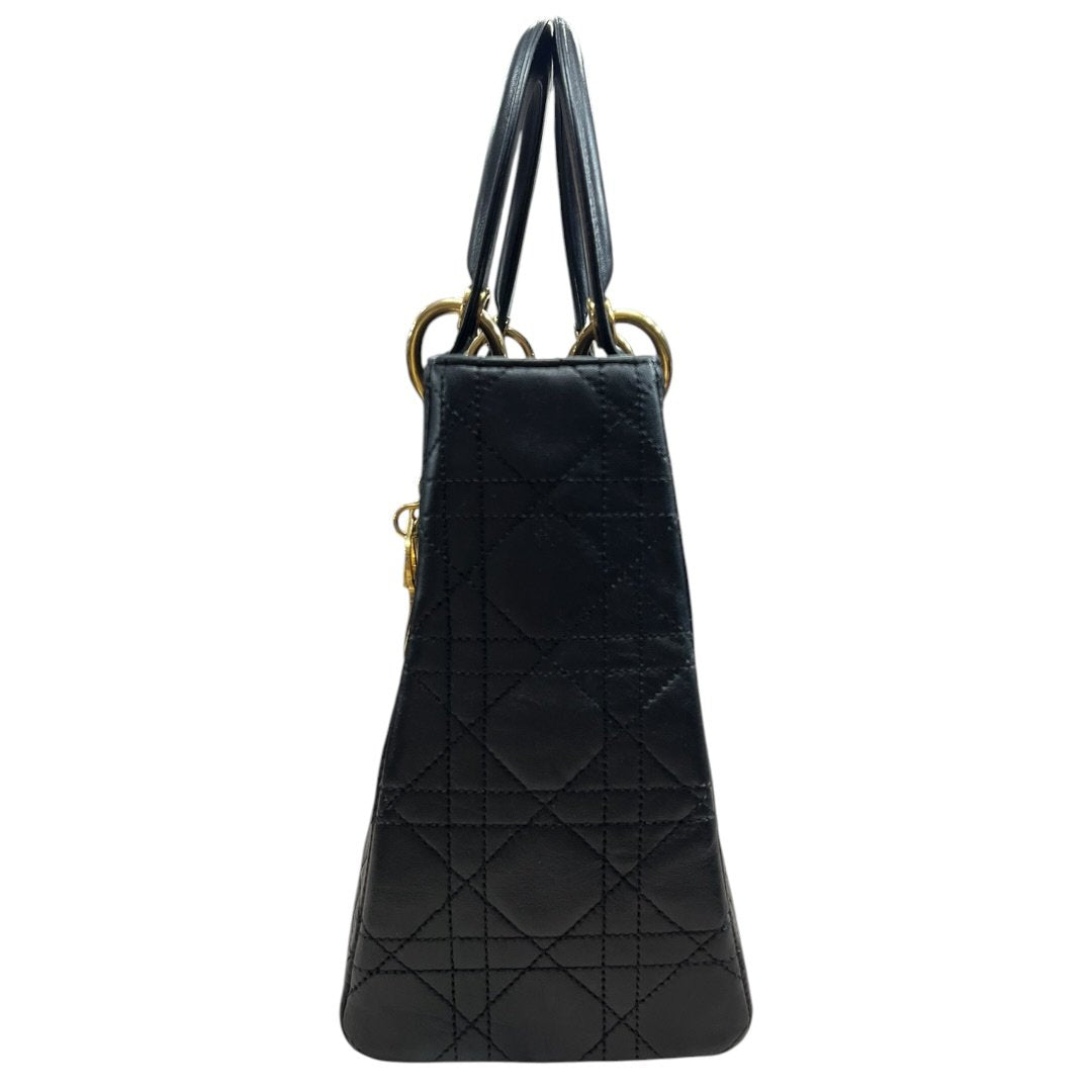 DIOR Lambskin Lady Dior Handbag Black Gold Hardware | Authentic Pre-Owned Luxury