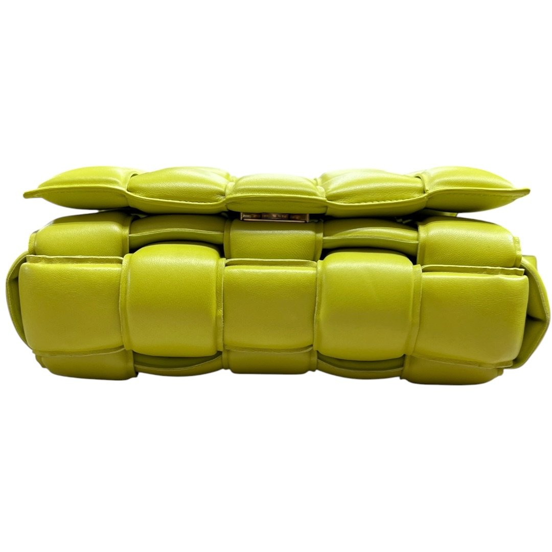BOTTEGA VENETA Lambskin Padded Cassette Shoulder Bag Lime Green Gold Hardware | Authentic Pre-Owned Luxury