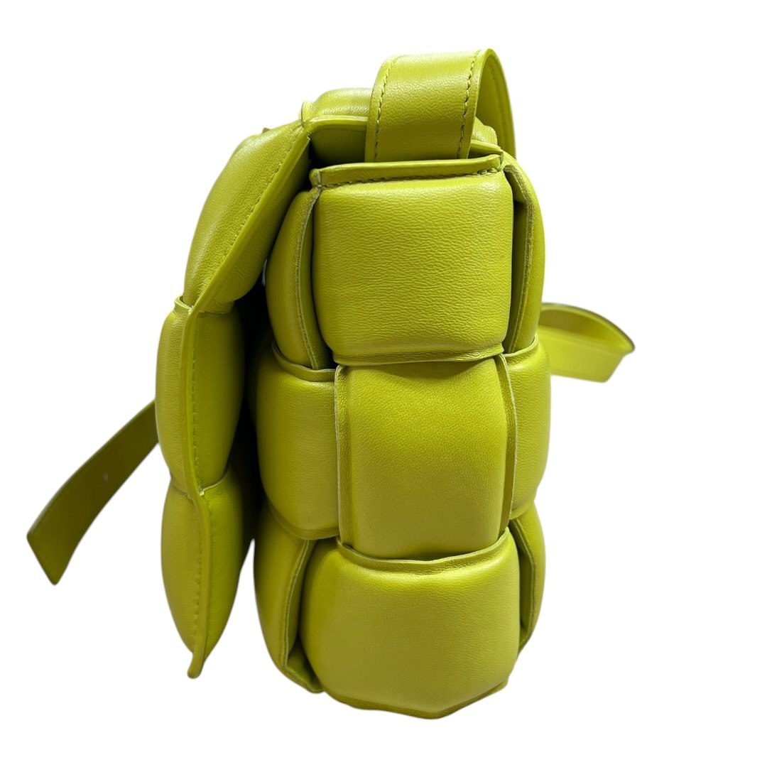 BOTTEGA VENETA Lambskin Padded Cassette Shoulder Bag Lime Green Gold Hardware | Authentic Pre-Owned Luxury