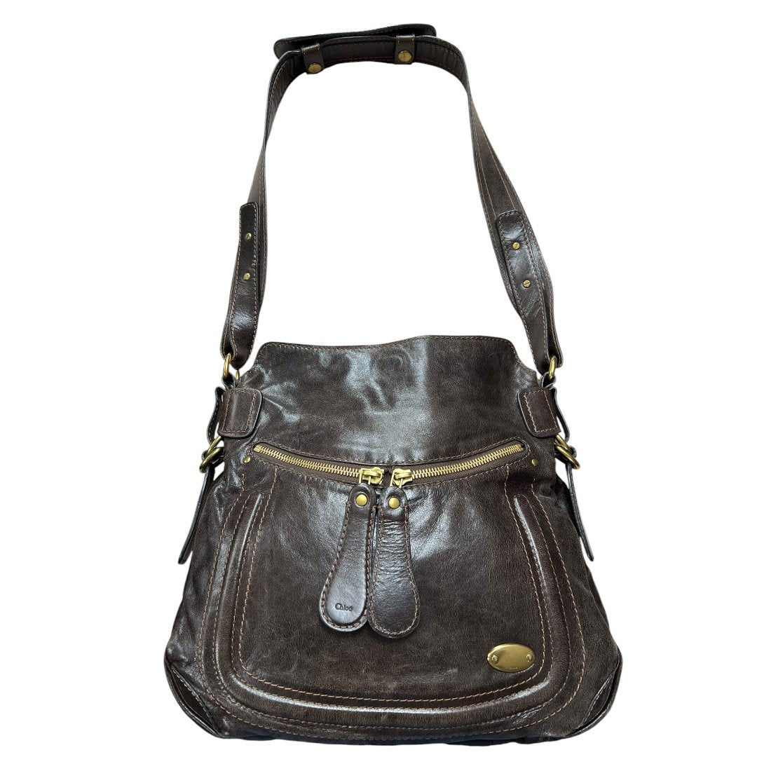 CHLOÉ Leather Bay Bag Shoulder Bag Dark Brown Gold Hardware | Authentic Pre-Owned Luxury