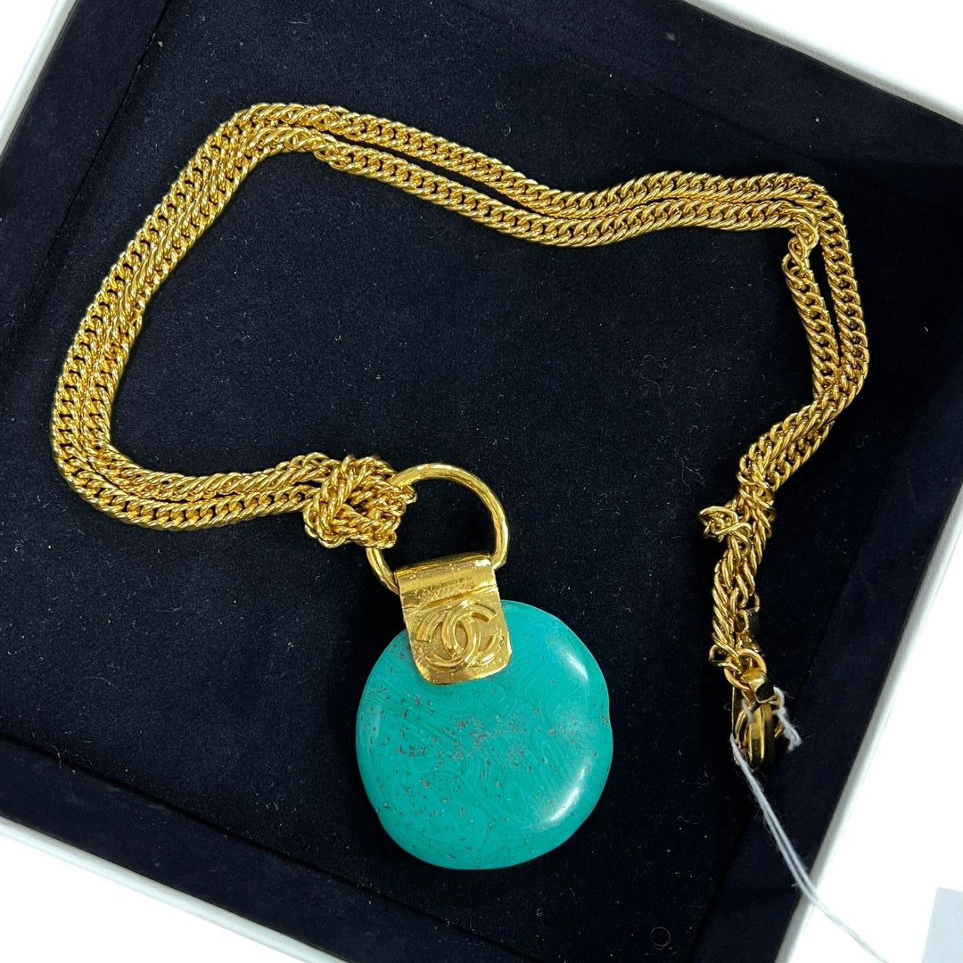 CHANEL Gold-tone, Turquoise Gold, Turquoise Gold Hardware | Authentic Pre-Owned Luxury