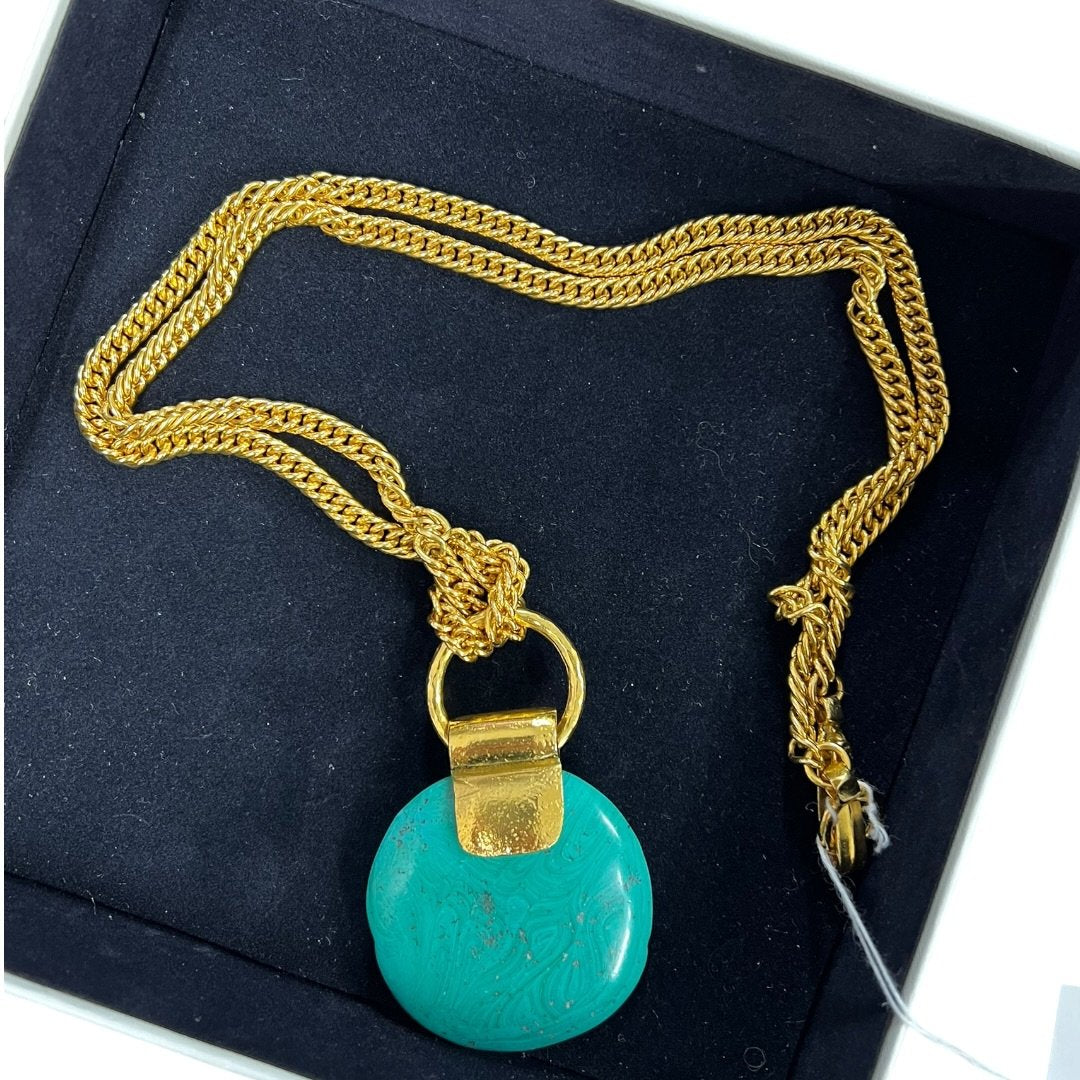 CHANEL Gold-tone, Turquoise Gold, Turquoise Gold Hardware | Authentic Pre-Owned Luxury