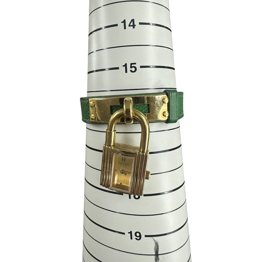 HERMES Courchevel Kelly Watch Green Gold Hardware | Authentic Pre-Owned Luxury