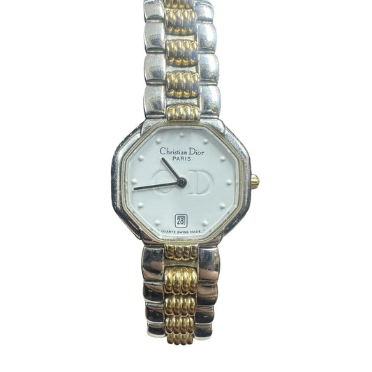 CHRISTIAN DIOR Stainless Steel Depose Watch White Gold Hardware | Authentic Pre-Owned Luxury