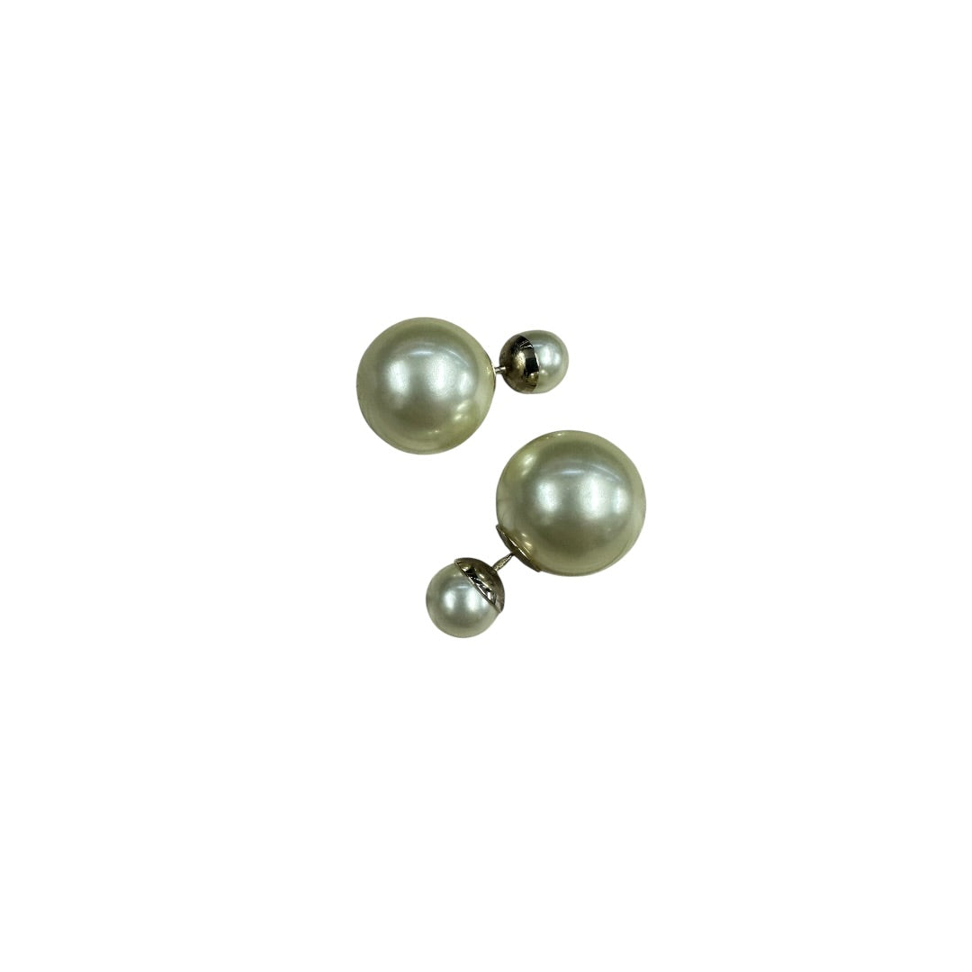 CHRISTIAN DIOR Faux Pearl Tribales Earrings White Gold Hardware | Authentic Pre-Owned Luxury