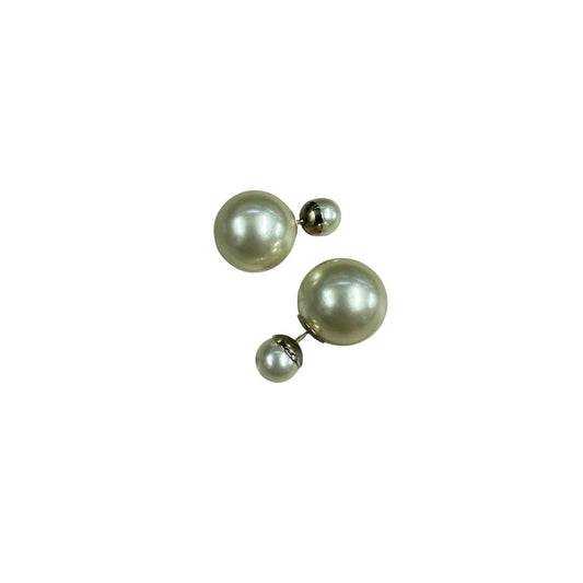 CHRISTIAN DIOR Faux Pearl Tribales Earrings White Gold Hardware | Authentic Pre-Owned Luxury