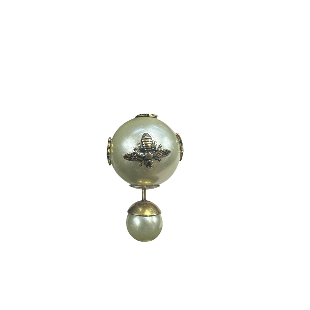 CHRISTIAN DIOR Faux Pearl Tribales Earrings White Gold Hardware | Authentic Pre-Owned Luxury