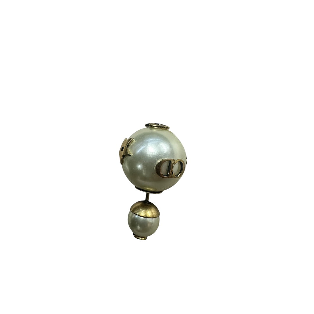 CHRISTIAN DIOR Faux Pearl Tribales Earrings White Gold Hardware | Authentic Pre-Owned Luxury