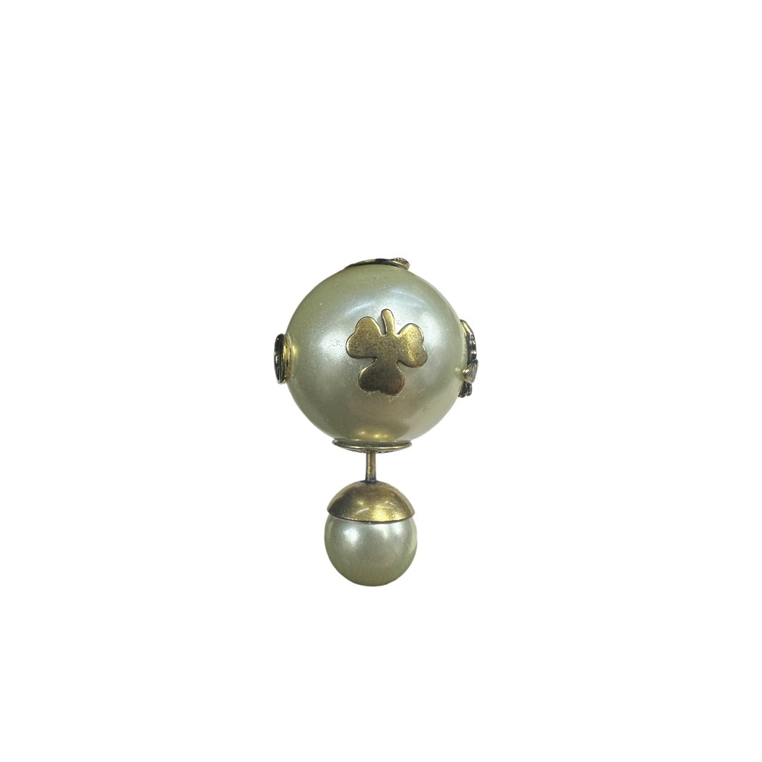 CHRISTIAN DIOR Faux Pearl Tribales Earrings White Gold Hardware | Authentic Pre-Owned Luxury