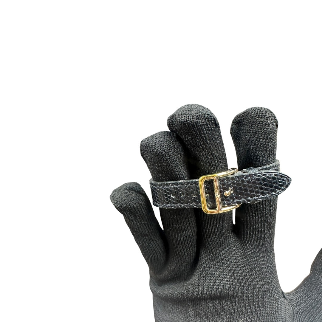 HERMES Lizard Kelly Watch Black Gold Hardware | Authentic Pre-Owned Luxury