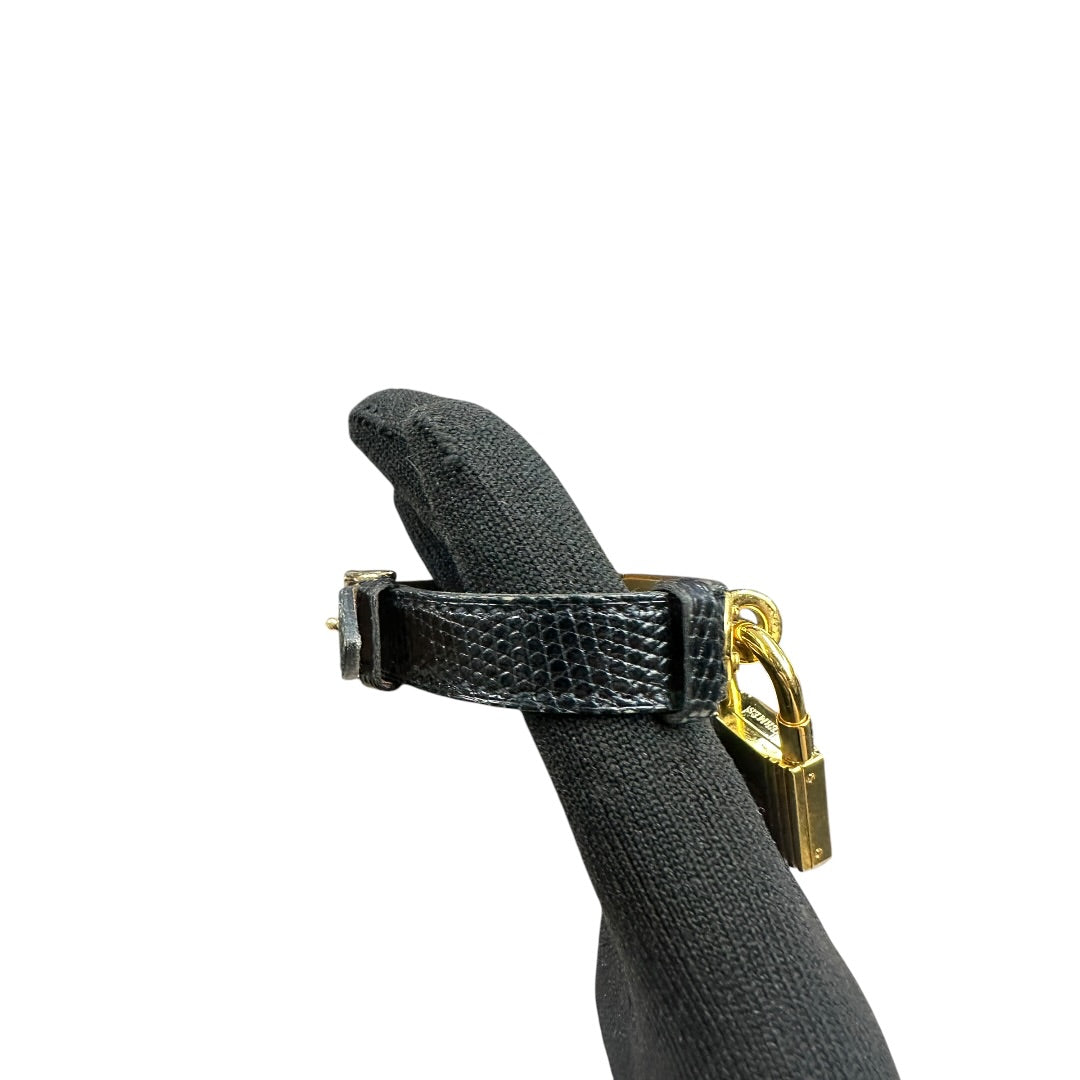 HERMES Lizard Kelly Watch Black Gold Hardware | Authentic Pre-Owned Luxury
